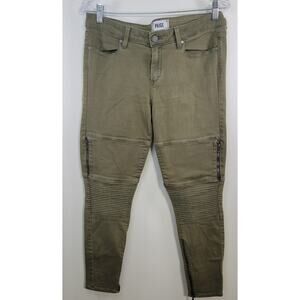 Paige Jeans Womens Size 32 Olive Green Jeans Zipper Accents Punk Grunge Skater